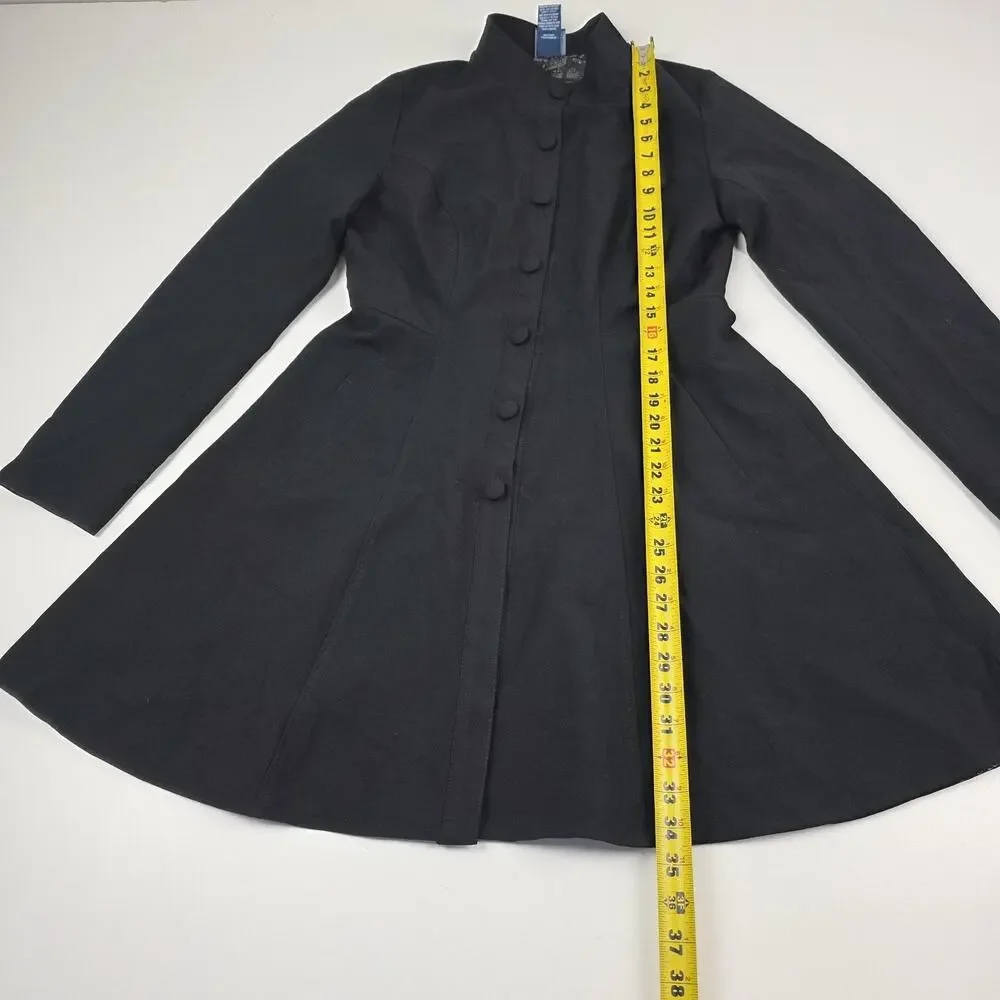 Harry Potter Coat Womens Medium Black Marauders Map Fit Flare Hot Topic Buttons‎